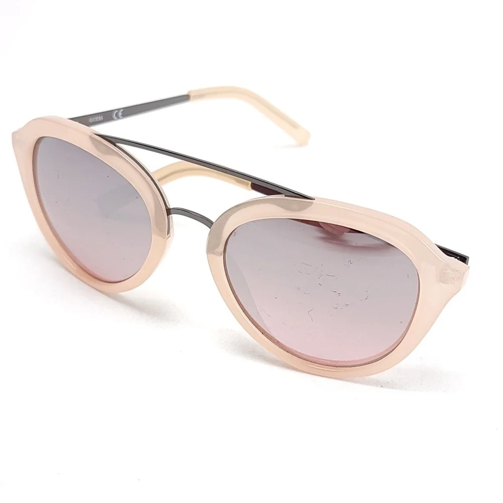 GUESS GF0310 Pink/Pink Gunmetal Womens Sunglasses Metal Plastic Mirror Lense‎